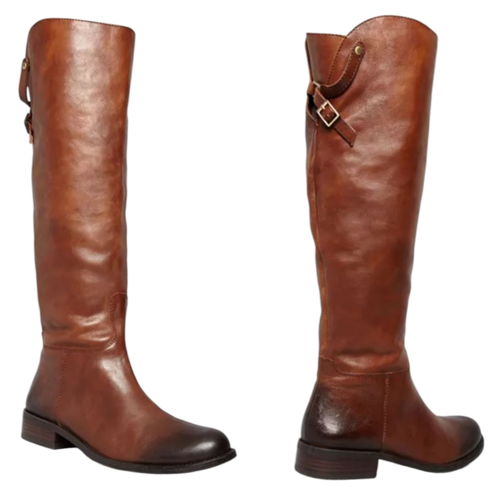 Vince Camuto‎ Kadia Russet Two Tone Leather Riding Boots NIB
